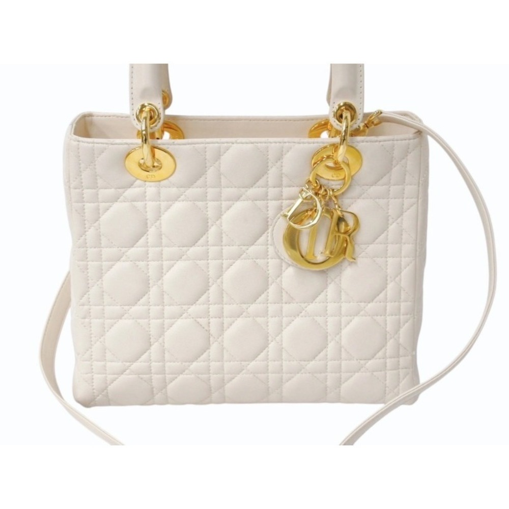 Christian Dior Lady Shoulder Bag Cannage Beige Tan Lambskin - Picture 2 of 10